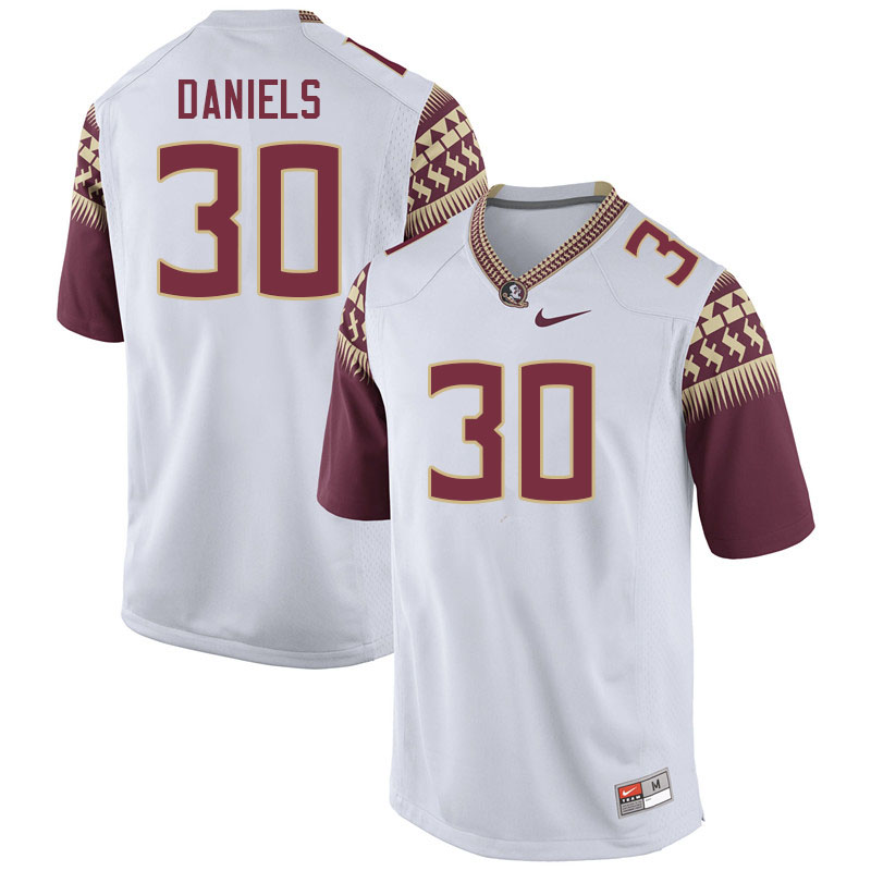 Men #30 DJ Daniels Florida State Seminoles College Football Jerseys Sale-White - Click Image to Close